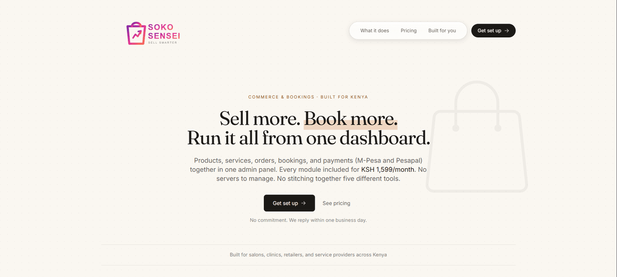 Soko Sensei Commerce and Booking Platform Kenya